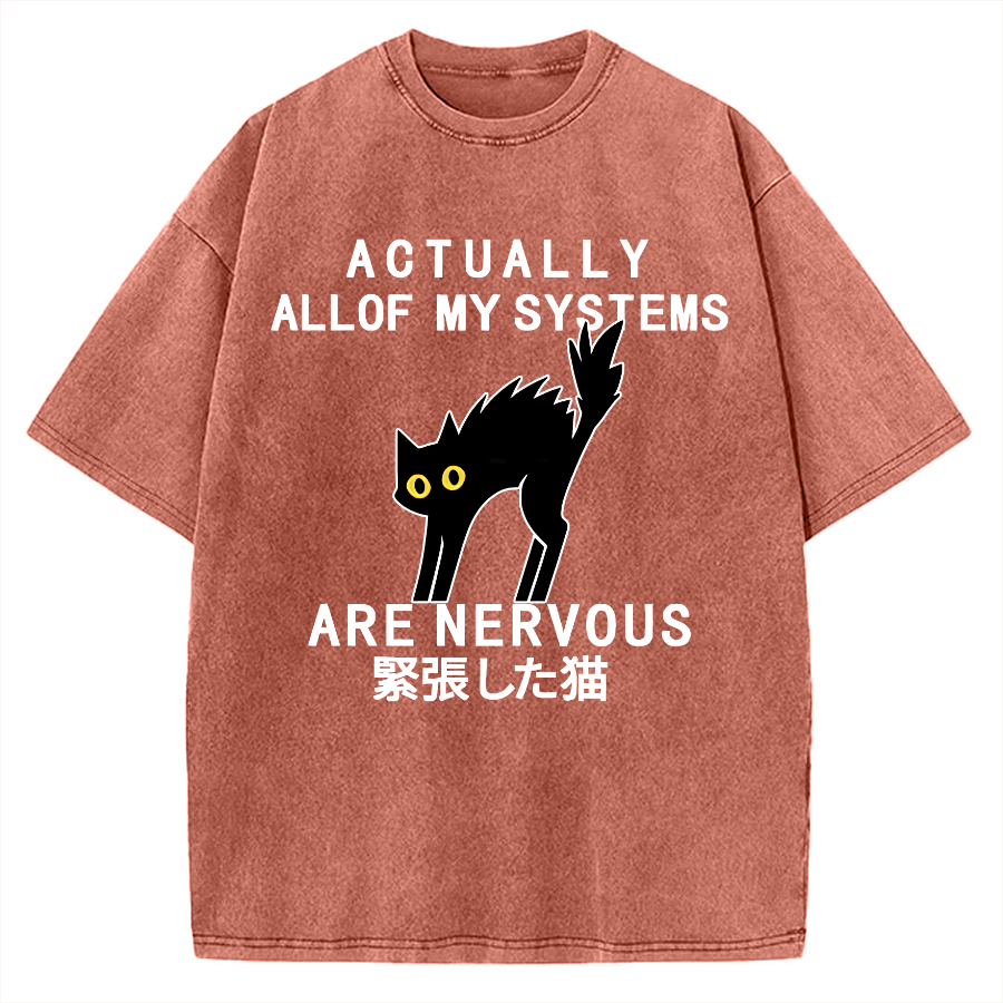 Nervous Cat Vintage Washed T-shirt