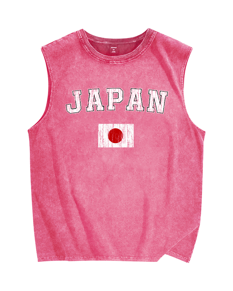 Japan Flag Vintage Distressed Washed Tank Top