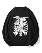Cat & Skeleton Cotton Sweatshirt