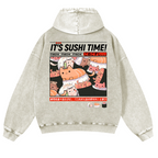 Sushi Vintage Washed Cotton Back Art Hoodie