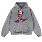 Tokyo Sushi Fish Vintage Washed Thick Cotton Hoodie
