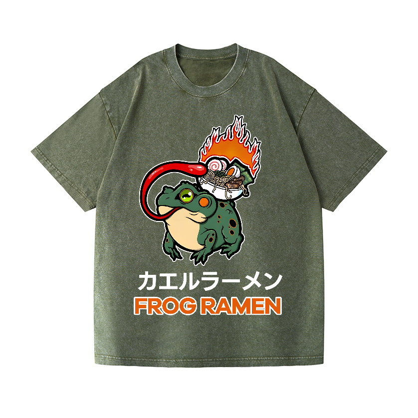 Frog Ramen Vintage Wash Japanese Design T-Shirt