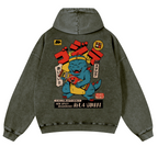 Spicy Dinosaur Vintage Washed Cotton Back Art Hoodie