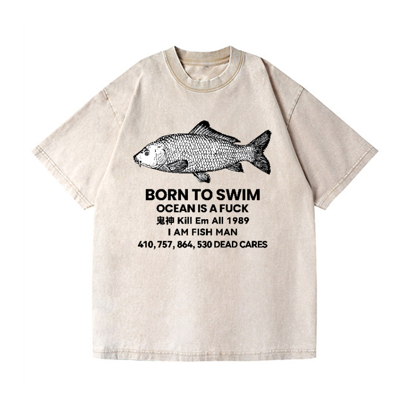 Fish Vintage Wash Japanese Design T-Shirt