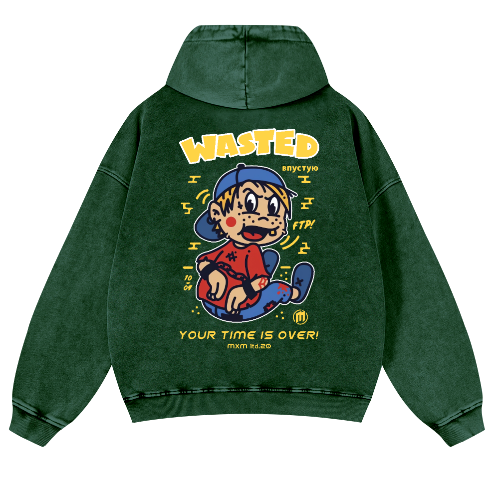 Wasted Vintage Washed Cotton Back Art Hoodie