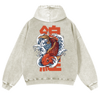 Fish Vintage Washed Cotton Back Art Hoodie