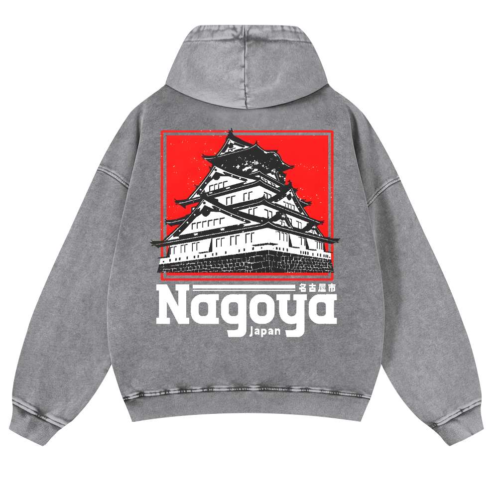 Nagoya Japan Vintage Washed Cotton Back Art Hoodie