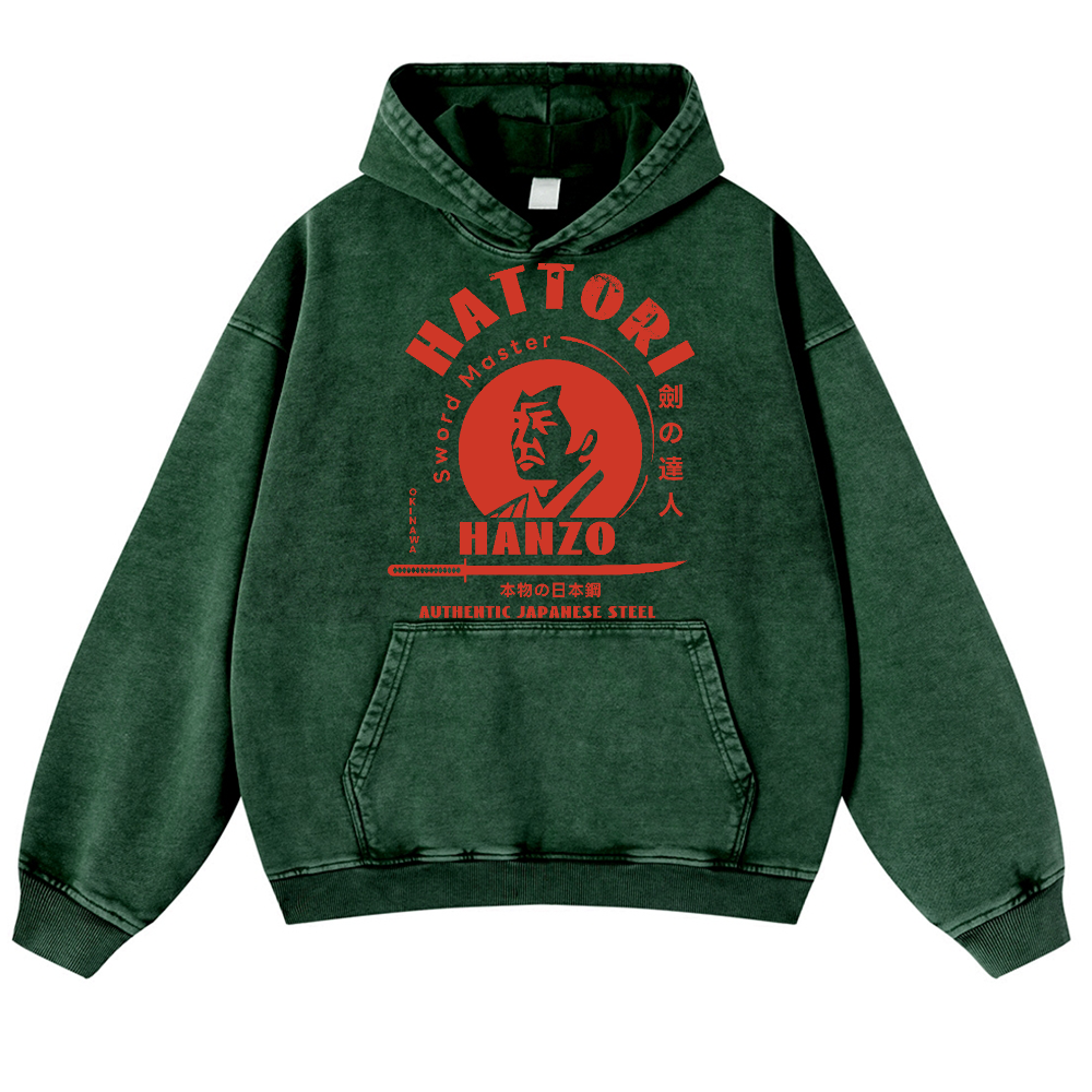 Okinawa Hattori Hanzo Vintage Washed Thick Cotton Hoodie