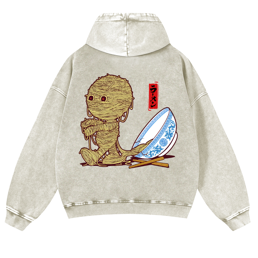 Ramen Yummy Vintage Washed Cotton Back Art Hoodie