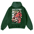 Space Octopus Vintage Washed Cotton Back Art Hoodie