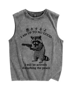 Raccoon Disturbing The Peace Vintage Distressed Washed Tank Top