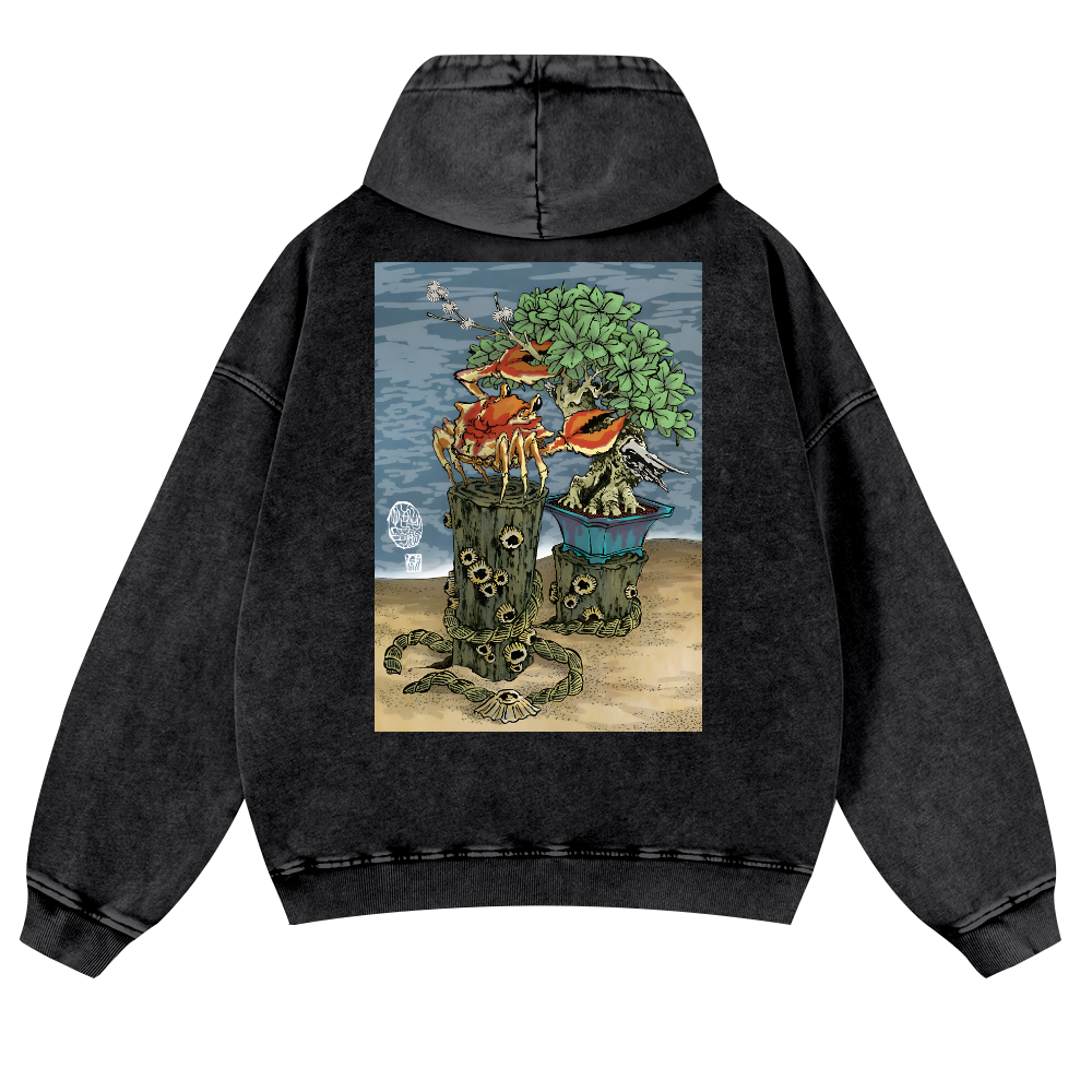 Bonsai Vintage Washed Cotton Back Art Hoodie