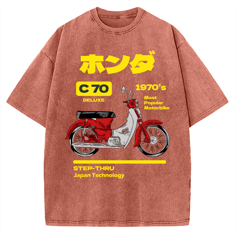 C70 Retro Motorcycle Vintage Washed T-shirt