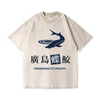 Hiroshima Sturgeon Fish Vintage Wash Japanese Design T-Shirt