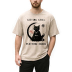 Sitting Calming Zen Cat Washed T-Shirt