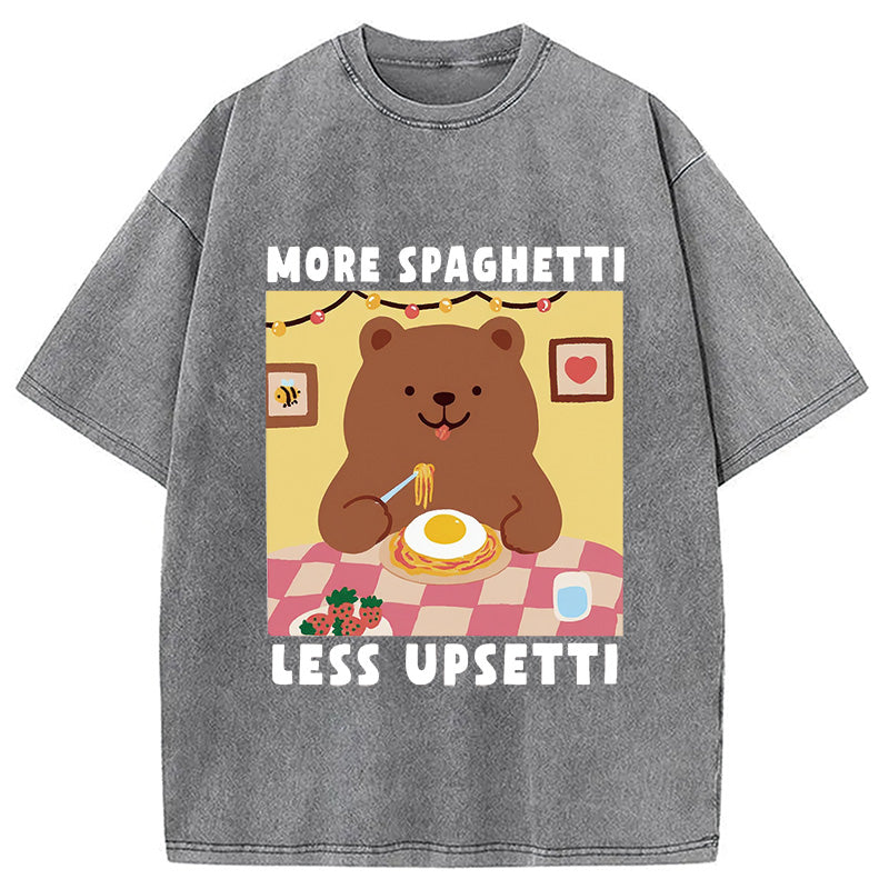 Bear Eating Spaghetti Washed T-Shirt