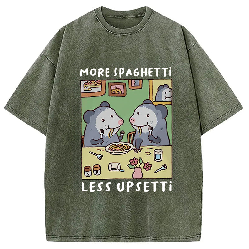 Possums Eating Spaghetti Washed T-Shirt