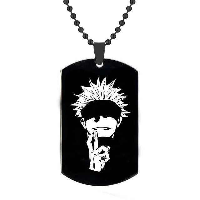 Animation Peripheral Accessories Spell Return Necklace Gojo Satoru Cartoon Character Image Stainless Steel Laser Engraving Pendant