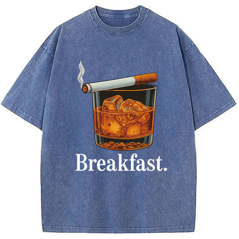 Breakfast Funny Meme Washed T-Shirt