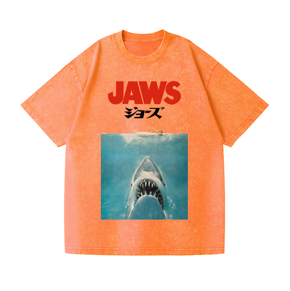 Jaws Shark Vintage Wash Japanese Design T-Shirt