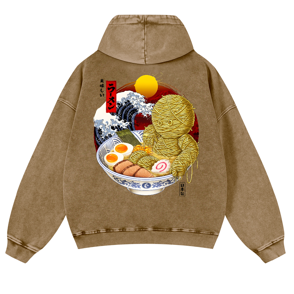 Ramen Yummy Vintage Washed Cotton Back Art Hoodie