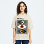 Unisex Bauhaus Art Eye Printed Washed T-shirt