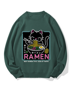 Neon Cat Ramen Cotton Sweatshirt