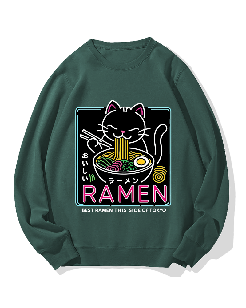 Neon Cat Ramen Cotton Sweatshirt