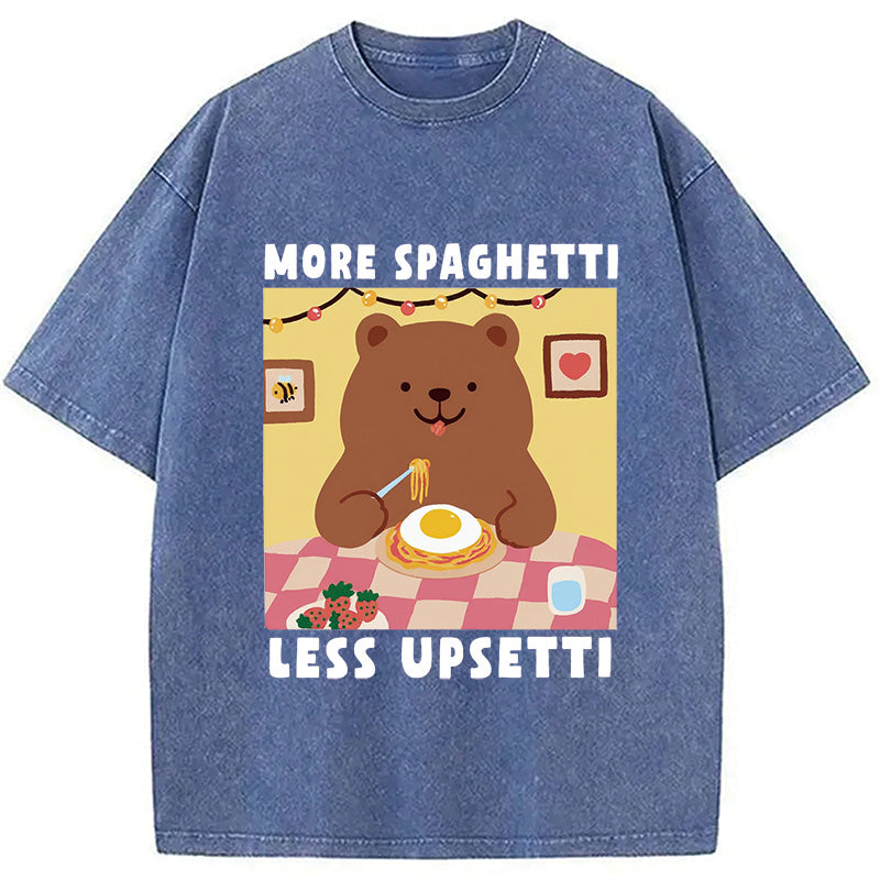 Bear Eating Spaghetti Washed T-Shirt