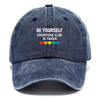 Inspirational Quote With Rainbow Hearts Washed Cap