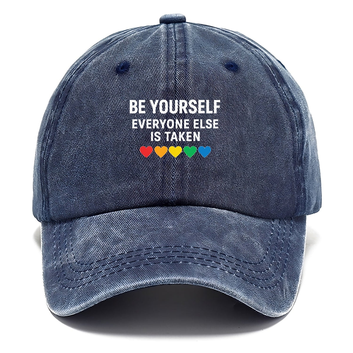Inspirational Quote With Rainbow Hearts Washed Cap