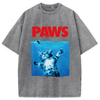 Paws Cat Meme Washed T-Shirt