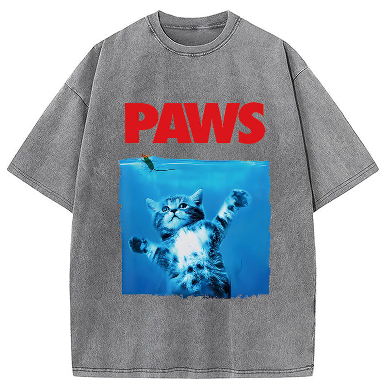 Paws Cat Meme Washed T-Shirt