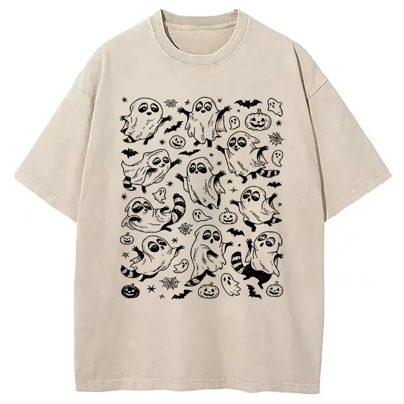 Spooky Ghost Raccoon Washed T-Shirt