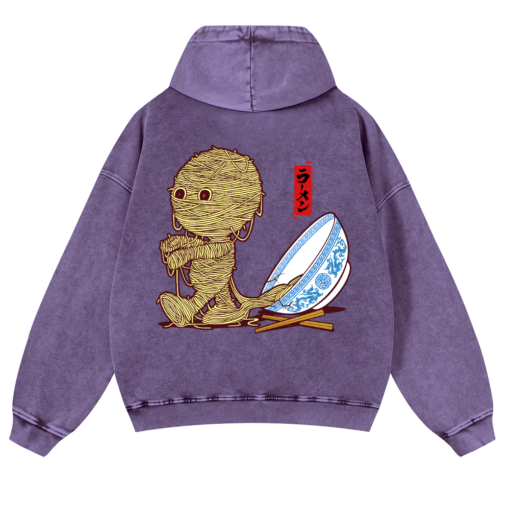 Ramen Yummy Vintage Washed Cotton Back Art Hoodie