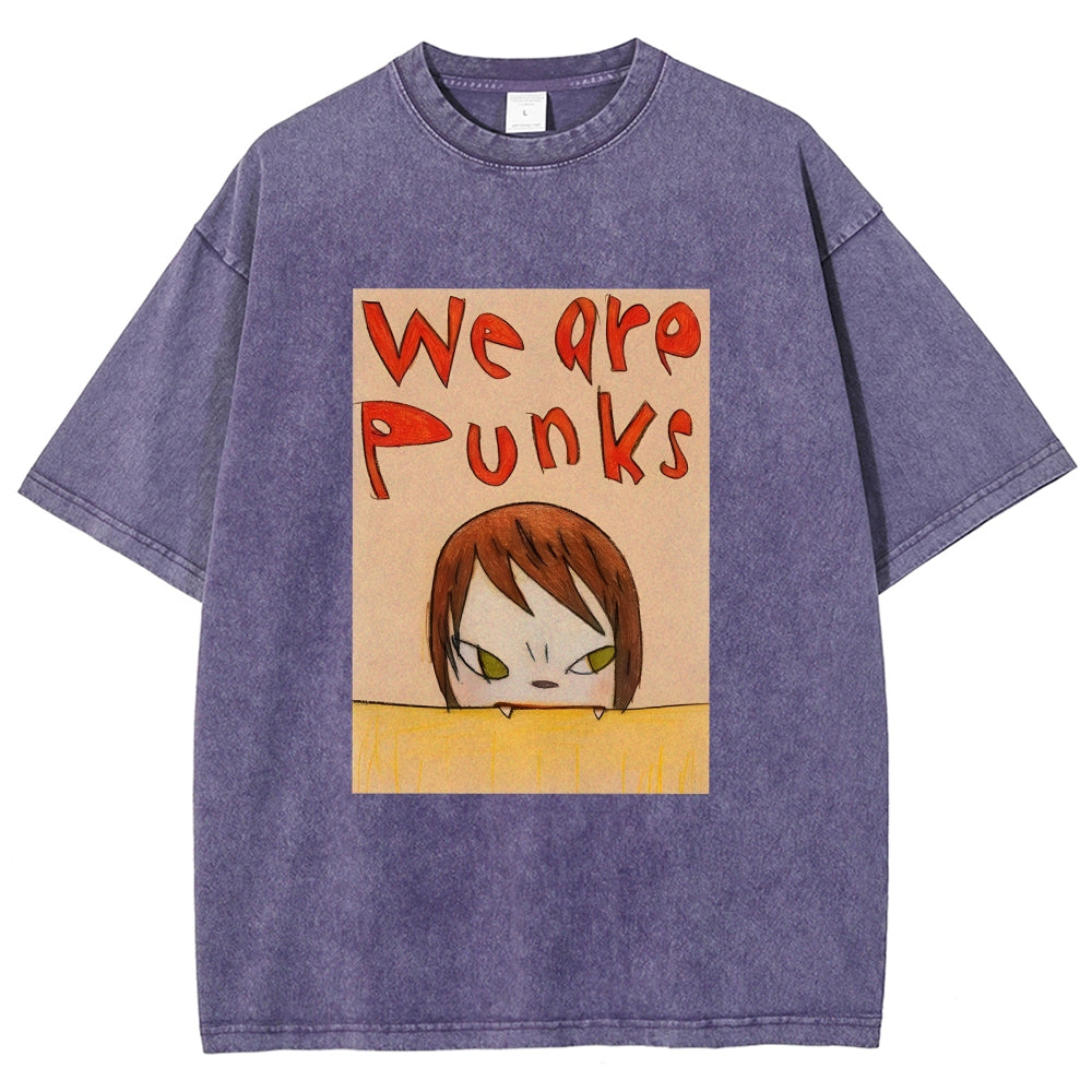 Yoshitomo Nara We Are Punks Vintage Wash Japanese Design T-Shirt