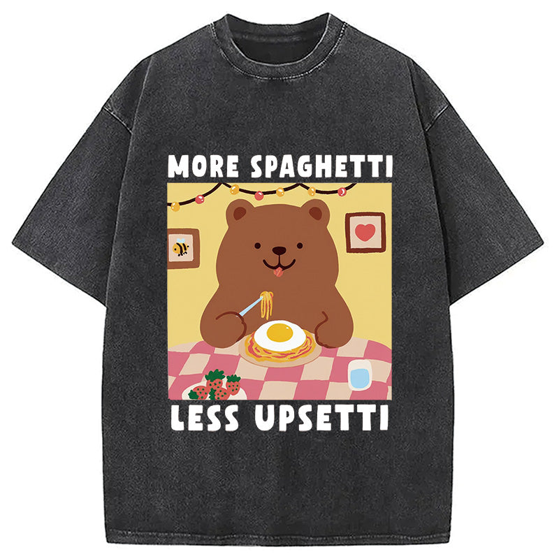 Bear Eating Spaghetti Washed T-Shirt