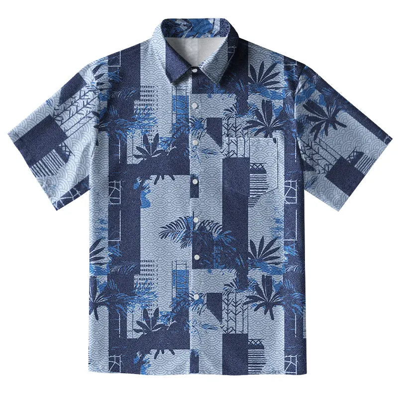 Palms Meets Geometric Art Button-up Shirt