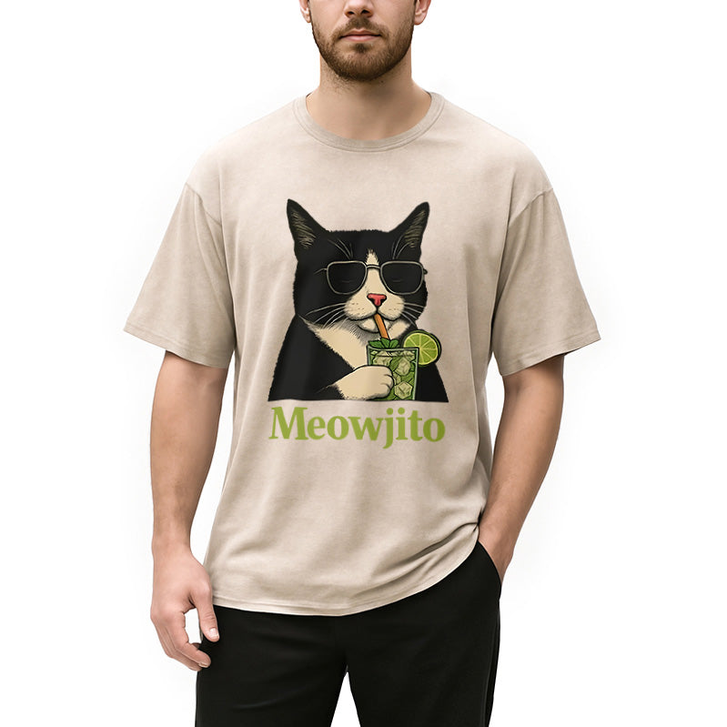 Cow Cat Meowjito Washed T-Shirt
