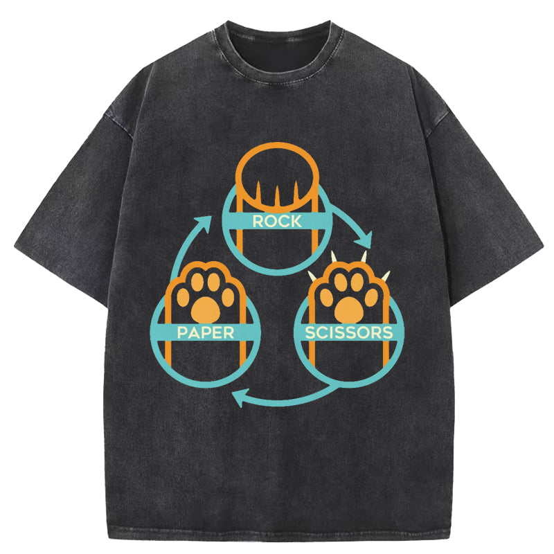Rock Paper Scissors Paws Washed T-Shirt