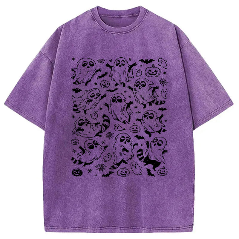 Spooky Ghost Raccoon Washed T-Shirt