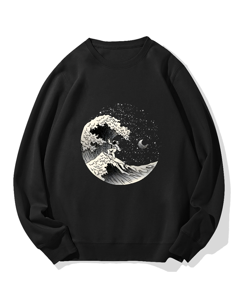 Astronaut surfing the waves Cotton Sweatshirt