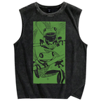 Unisex Vintage Frog Printed Washed Tank Top