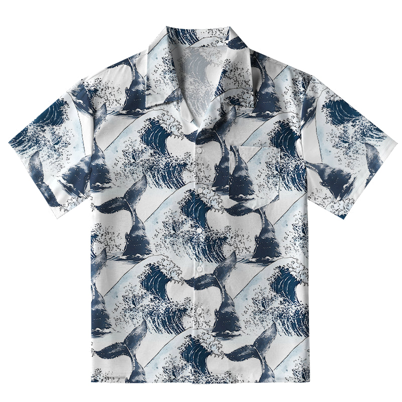 Whale Tail Wave Art Aloha Hawaiian Shirt