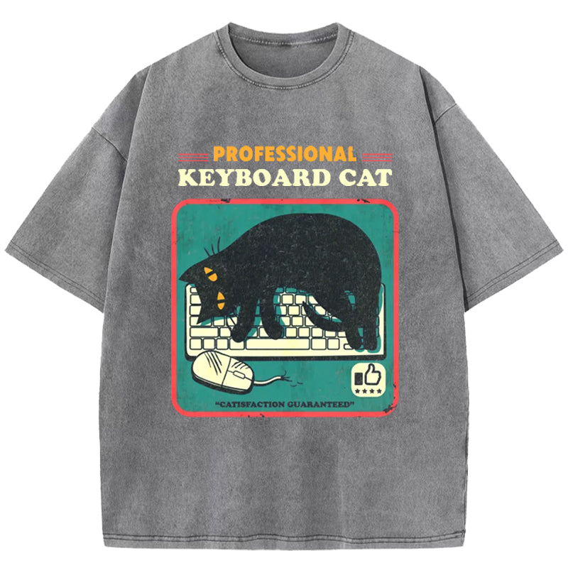 Professional Keyboard Cat Washed T-Shirt