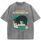 Professional Keyboard Cat Washed T-Shirt