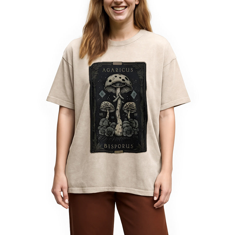 Mushroom Forest Vintage Tarot Washed T-Shirt