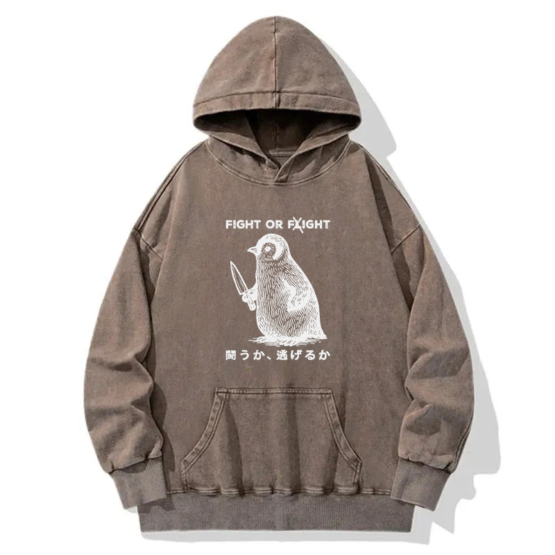 Funny Fight Or Flight Washed Hoodie