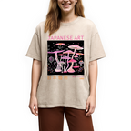 Japanese Art Pink Hallucinogenic Mushrooms Washed T-Shirt