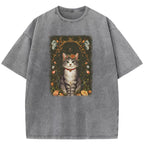 Cat & Flowers 2.0 Washed T-Shirt